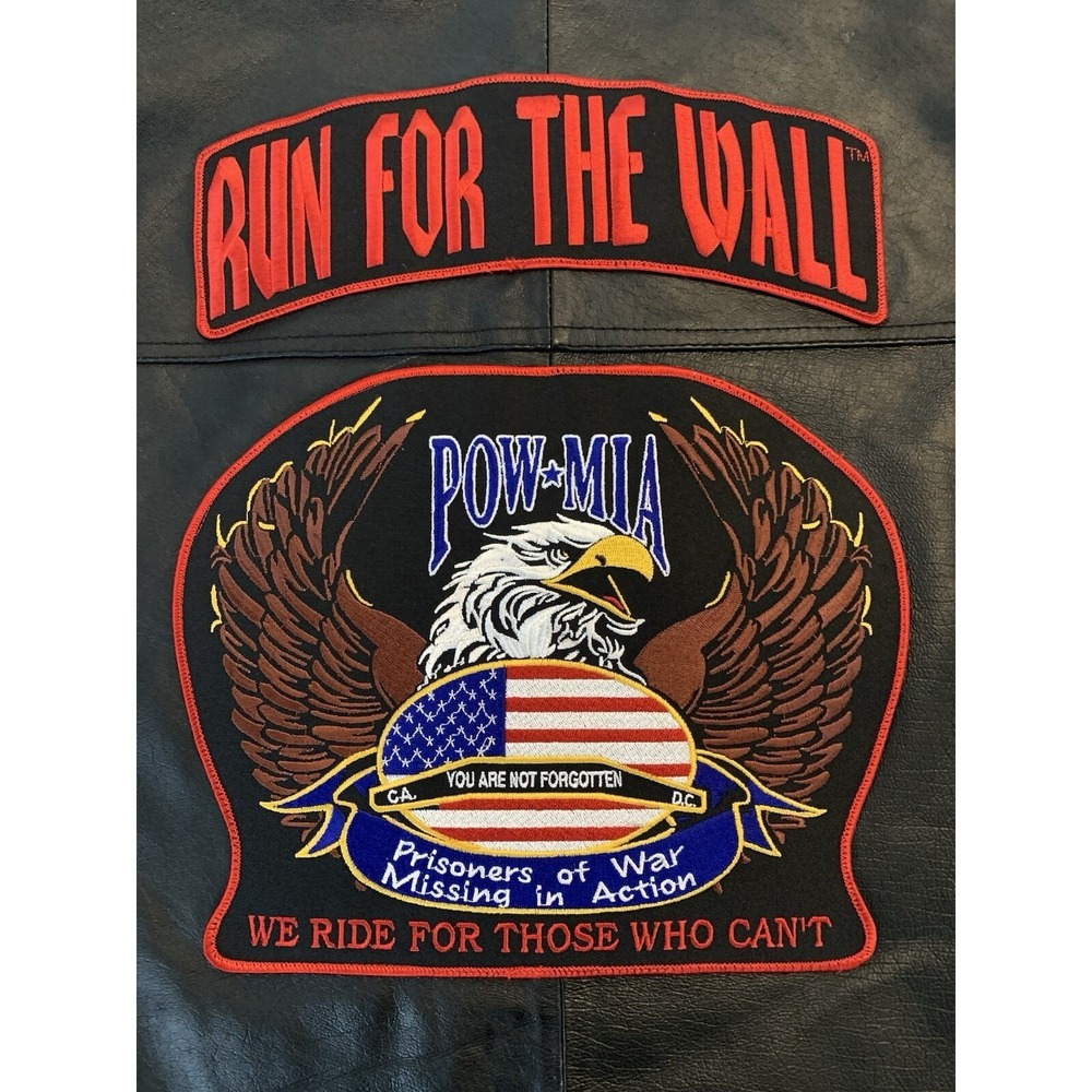 "Run For the Wall" POW*MIA Leather Biker Vest X-Large‎ American Legion 2016